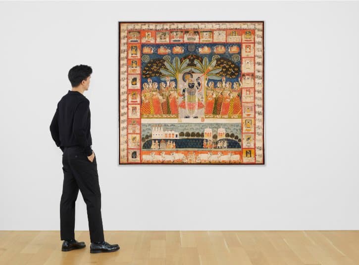 With Pichwai paintings becoming collectibles, they have soared in demand. The vintage Sharad Purnima Pichwai fetched USD 25,200 at a Christie’s online auction in 2023. Photo: www.christies.com