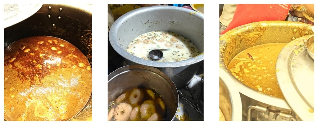 (From left: Aloodum, dahibara (some have a sweet variety too, and ghugni).