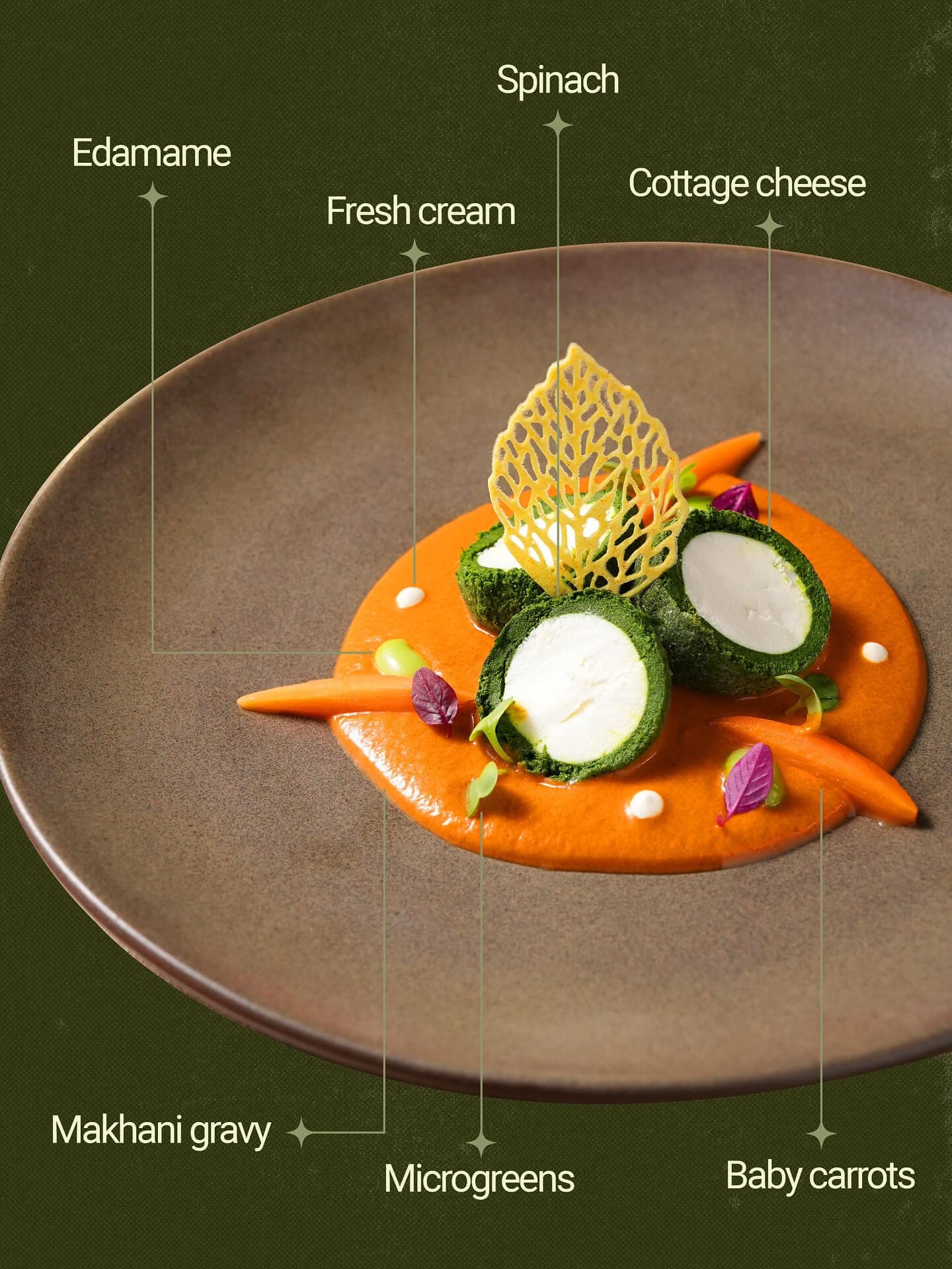 Shaam Savera, a signature dish by chef Kapoor, features deep-fried spinach kofta balls (shaam/evening) stuffed with grated paneer (savera/dawn), served in a tomato gravy.