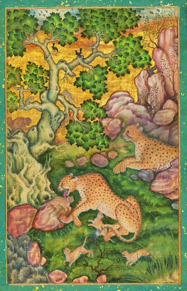 A Family of Cheetahs in a Rocky Landscape, by Mughal master Basawan, which sold for $13.6 million.