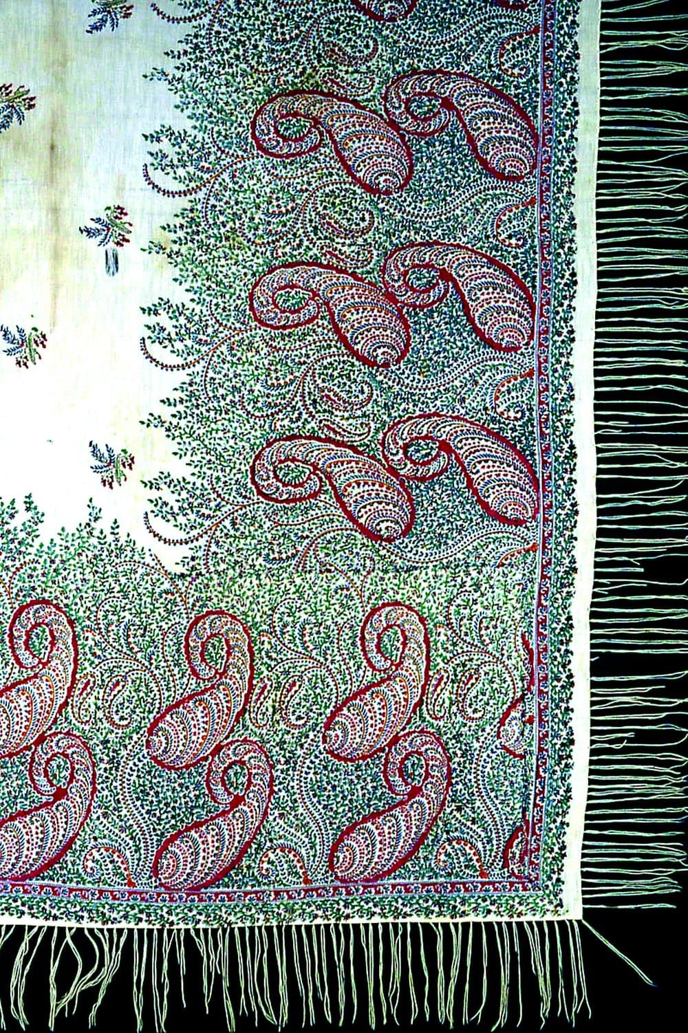 Paisley designs on a Kani shawl, a style which originates from the Kashmir valley.