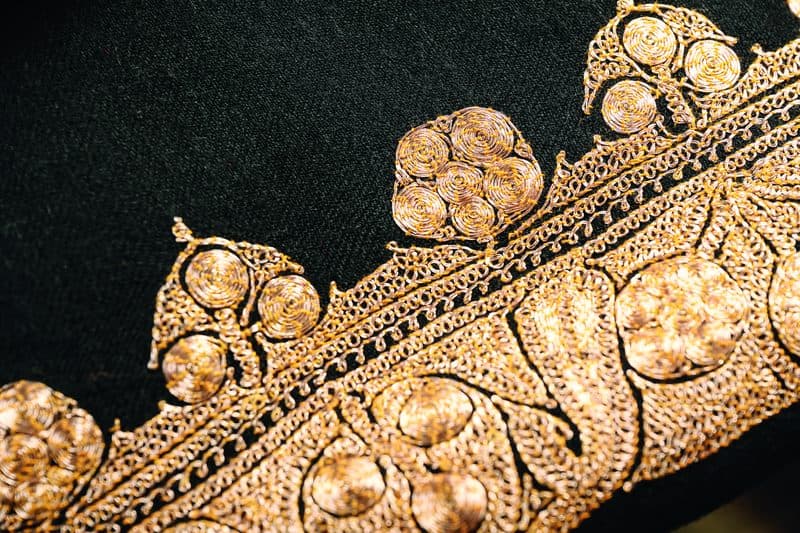 Golden Tilla work for a special shawl — a masterpiece