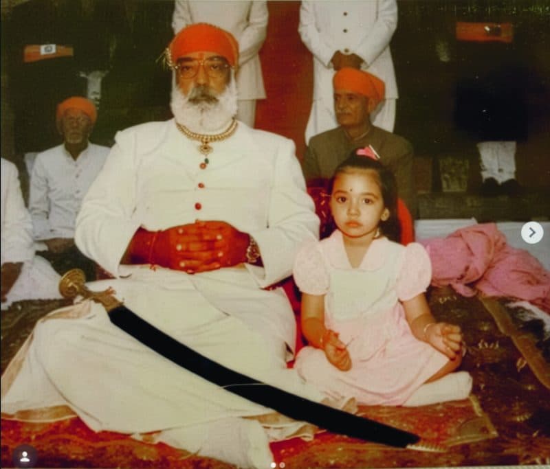 Lokaviaa with grandfather Arvind Singh Mewar