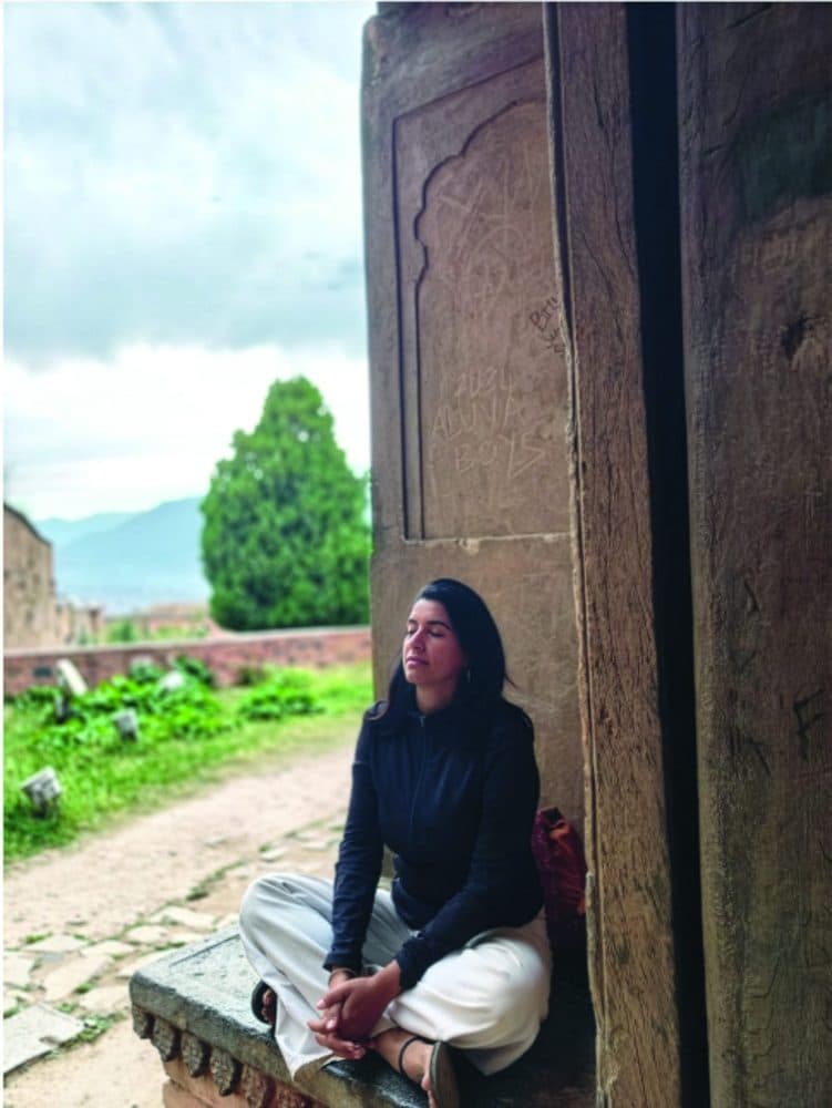 The author meditates at Hari Parbat, a hill in Srinagar