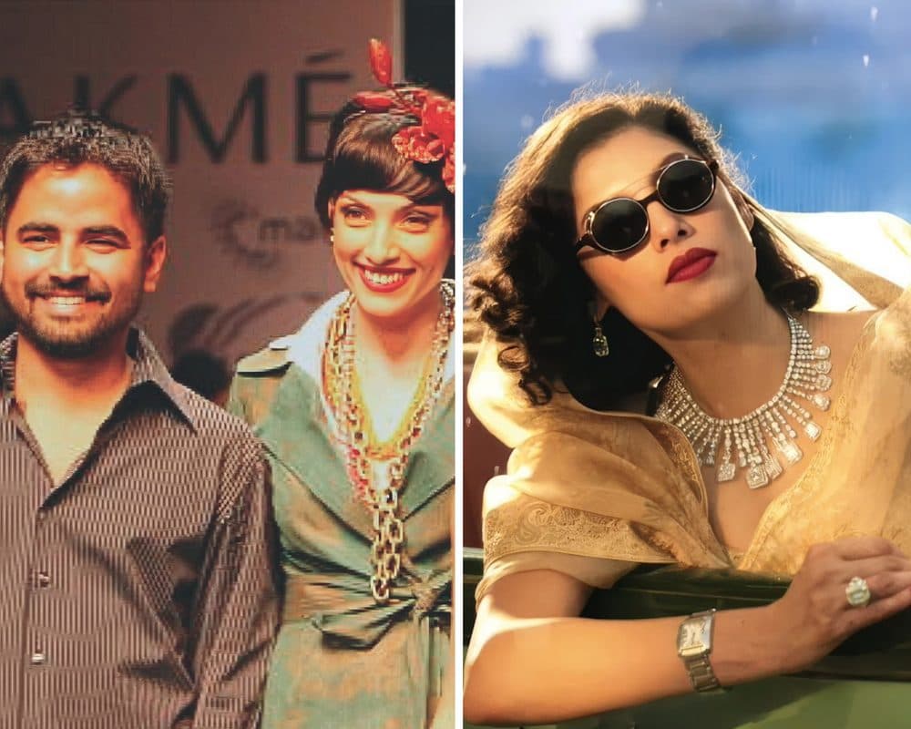 In 2000, Indian fashion found its first real platform — Fashion Week. Here, Indrani is seen walking the Lakme Fashion Week Finale with Sabyasachi in 2006 and (right) fronting his jewellery campaign