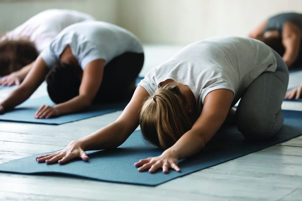Vinyasa flow, pranayama or breathwork, gentle practice with forward folds, yoga nidra or non-sleep deep rest down-regulates the brain’s fear centre, bringing you to a space of safety