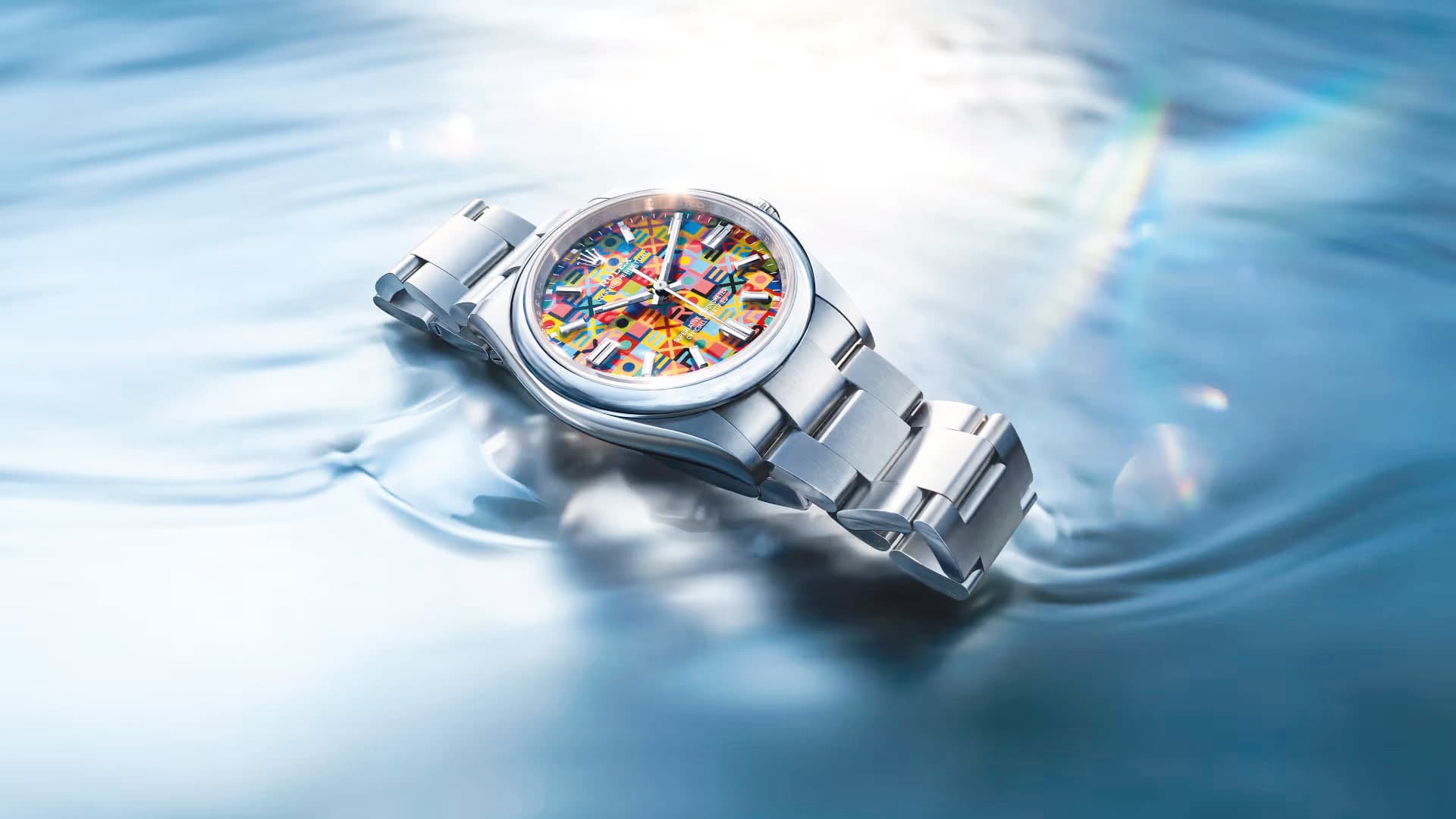 The Rolex Oyster Perpetual 36 with vibrant Jubilee-motif dial