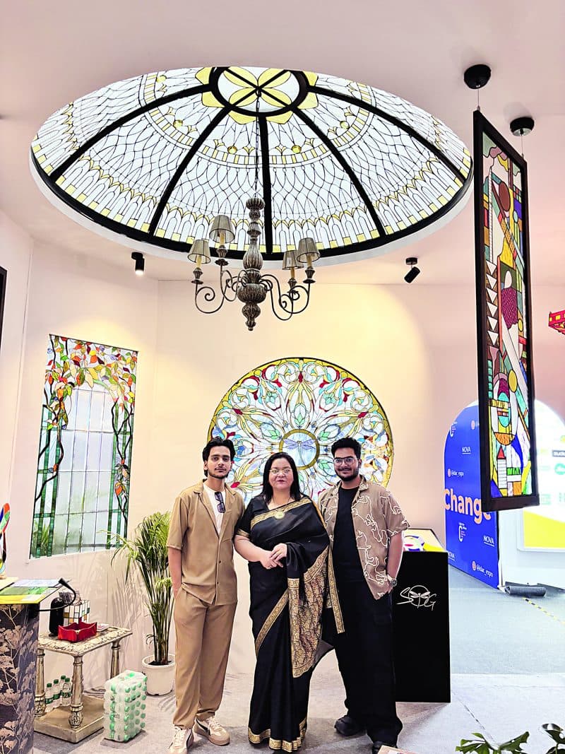 Stained Glass House founder Farah Shaukat with sons Bilal and Tabish